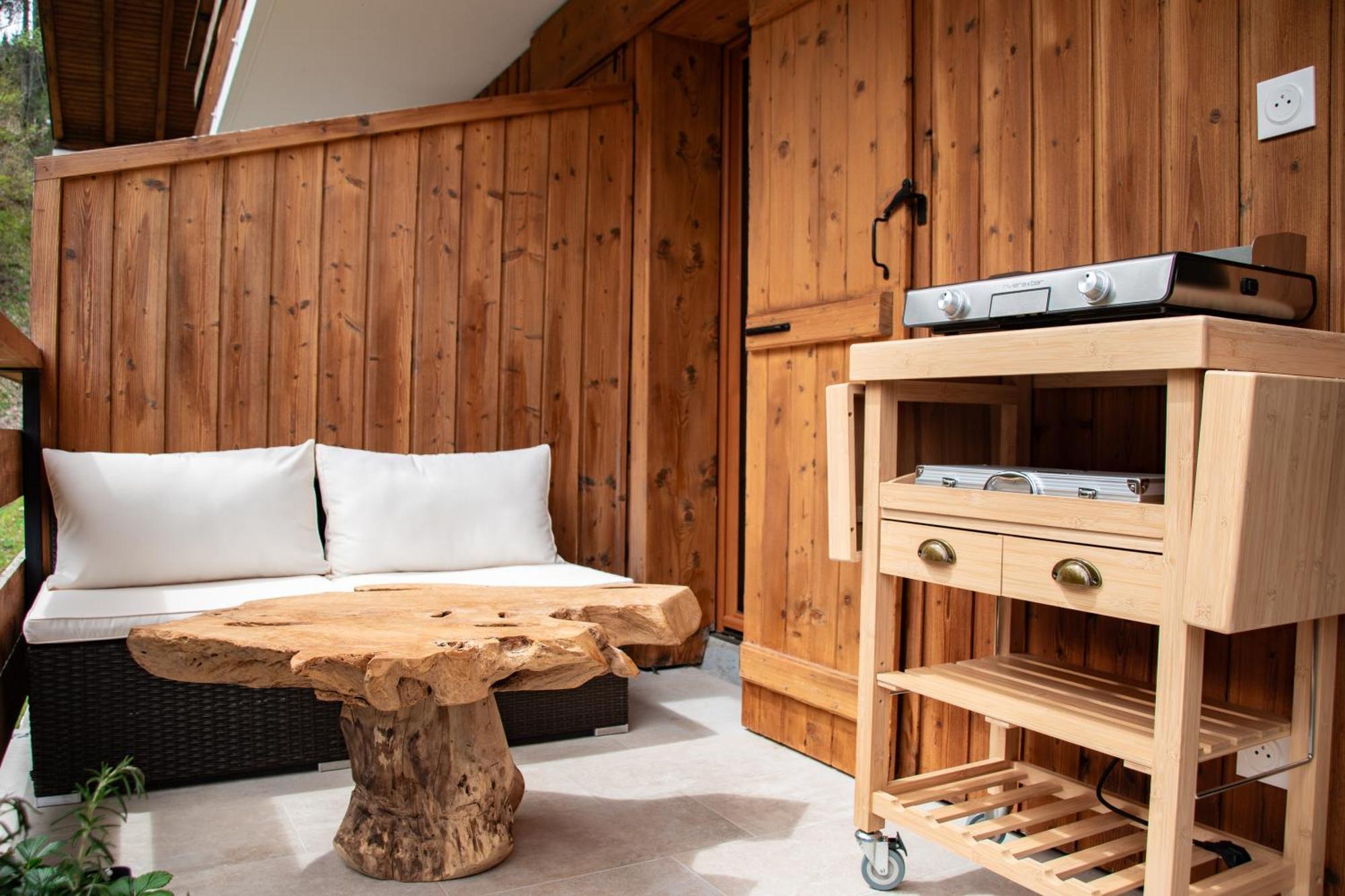 Studio Cabine Au Loup Blanc Avec Vue Mont Blanc 생제르베레뱅 외부 사진